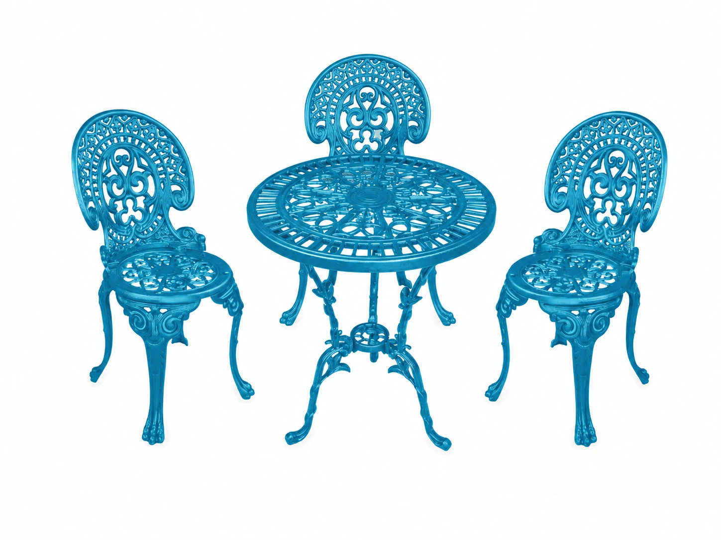 Farbansicht: Romantic-Set: 1 Tisch und 3 Stühle – Blau