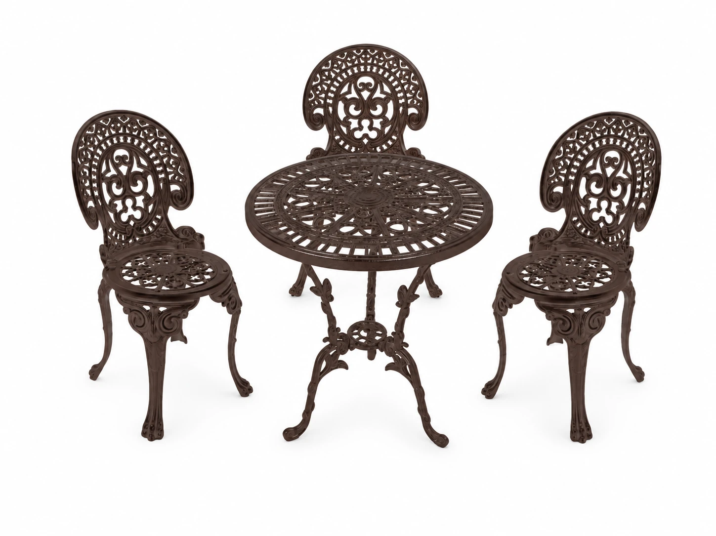 Farbansicht: Romantic-Set: 1 Tisch und 3 Stühle – Braun
