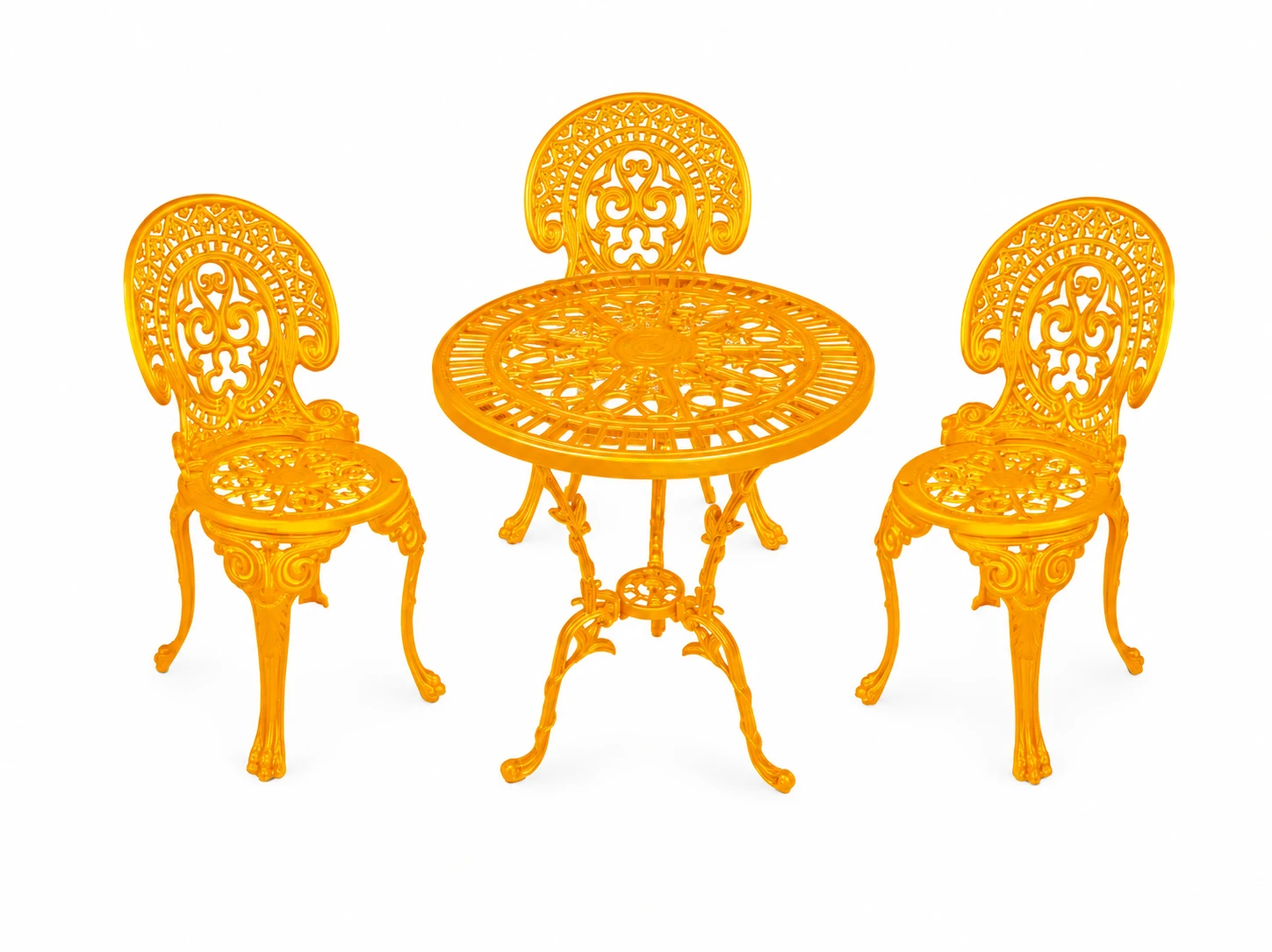 Farbansicht: Romantic-Set: 1 Tisch und 3 Stühle – Orange