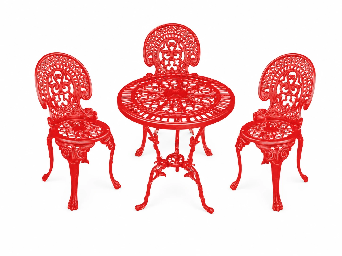 Farbansicht: Romantic-Set: 1 Tisch und 3 Stühle – Rot
