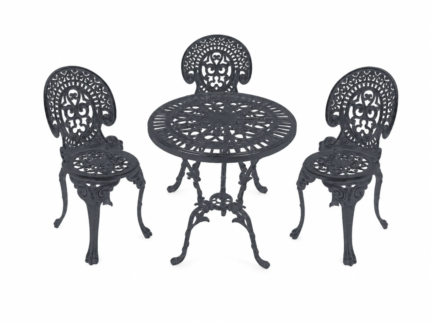 Farbansicht: Romantic-Set: 1 Tisch und 3 Stühle – Schwarz