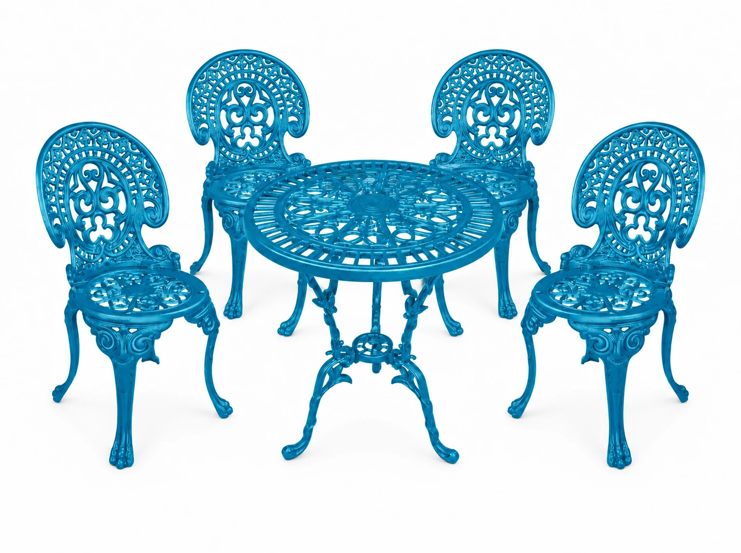 Farbansicht: Romantic-Set: 1 Tisch und 4 Stühle – Blau