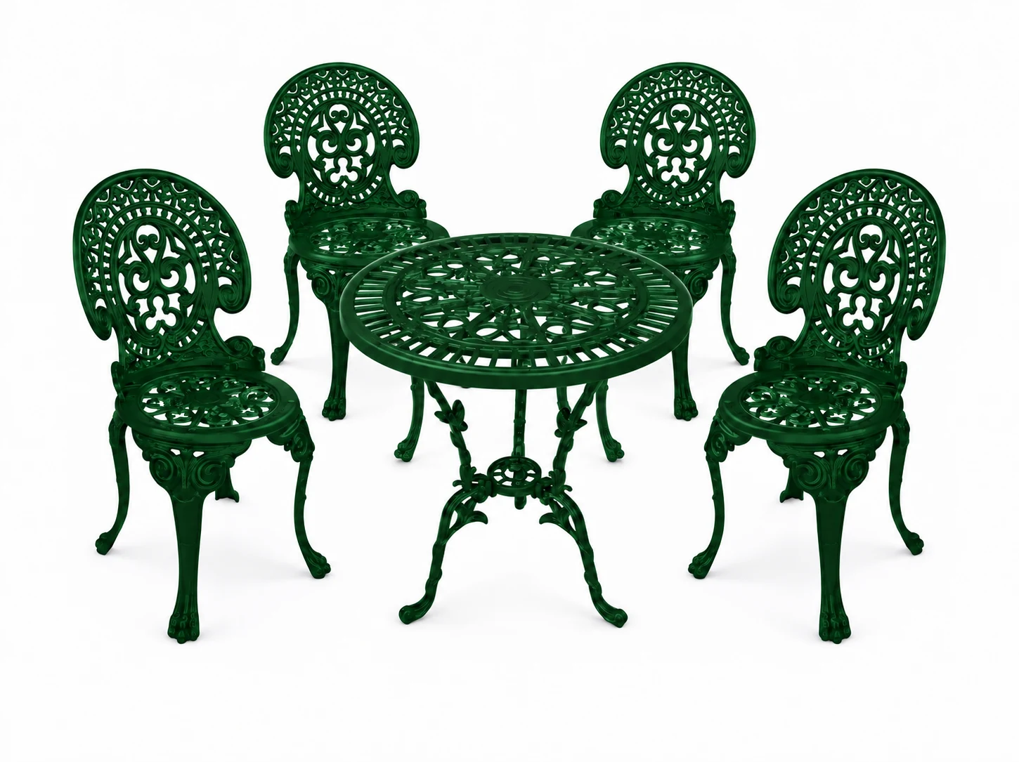 Farbansicht: Romantic-Set: 1 Tisch und 4 Stühle – Dunkelgrün