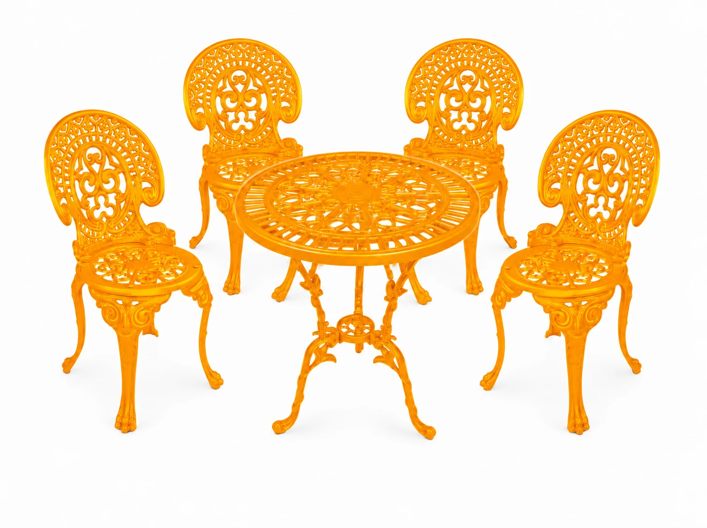 Farbansicht: Romantic-Set: 1 Tisch und 4 Stühle – Orange
