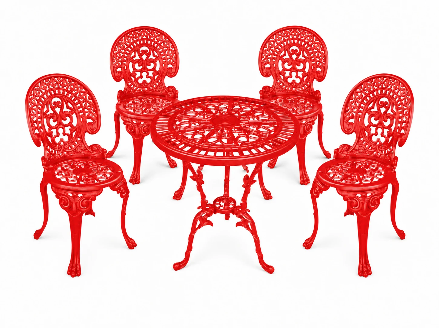 Farbansicht: Romantic-Set: 1 Tisch und 4 Stühle – Rot