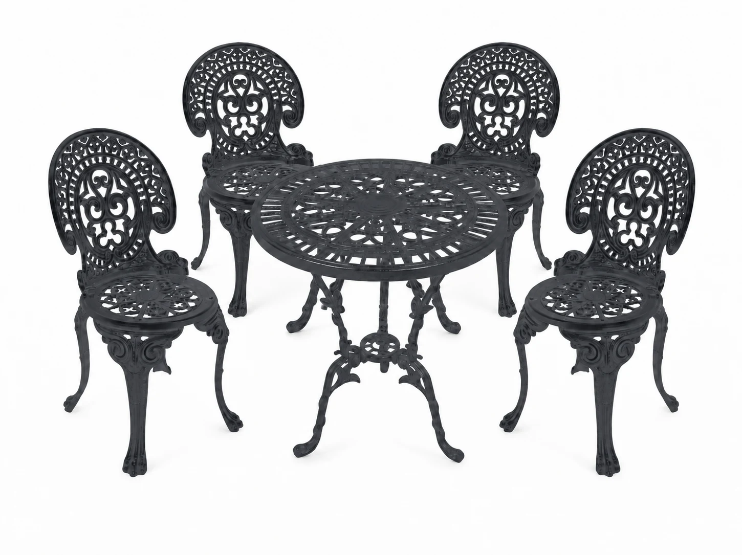 Farbansicht: Romantic-Set: 1 Tisch und 4 Stühle – Schwarz