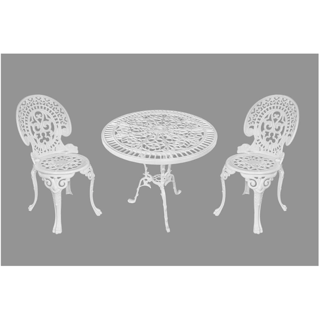 Originalfoto GICOR: weißes Romantic-Set mit Tisch Ø75cm und genau zwei Stühlen