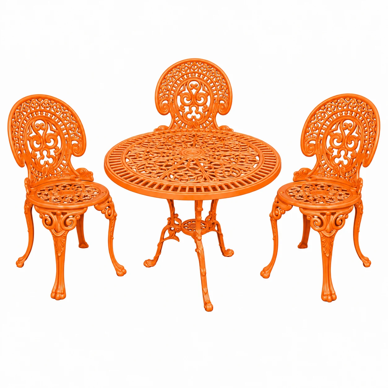 Farbansicht: Romantic Ø75cm mit genau drei Stühlen – Orange